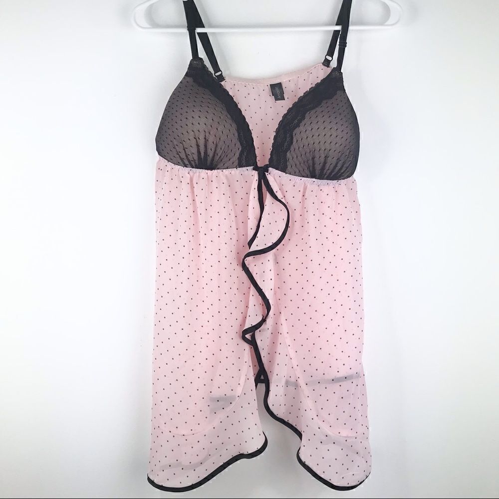 Ambrielle Pink And Black Lace Open Front Lingerie
